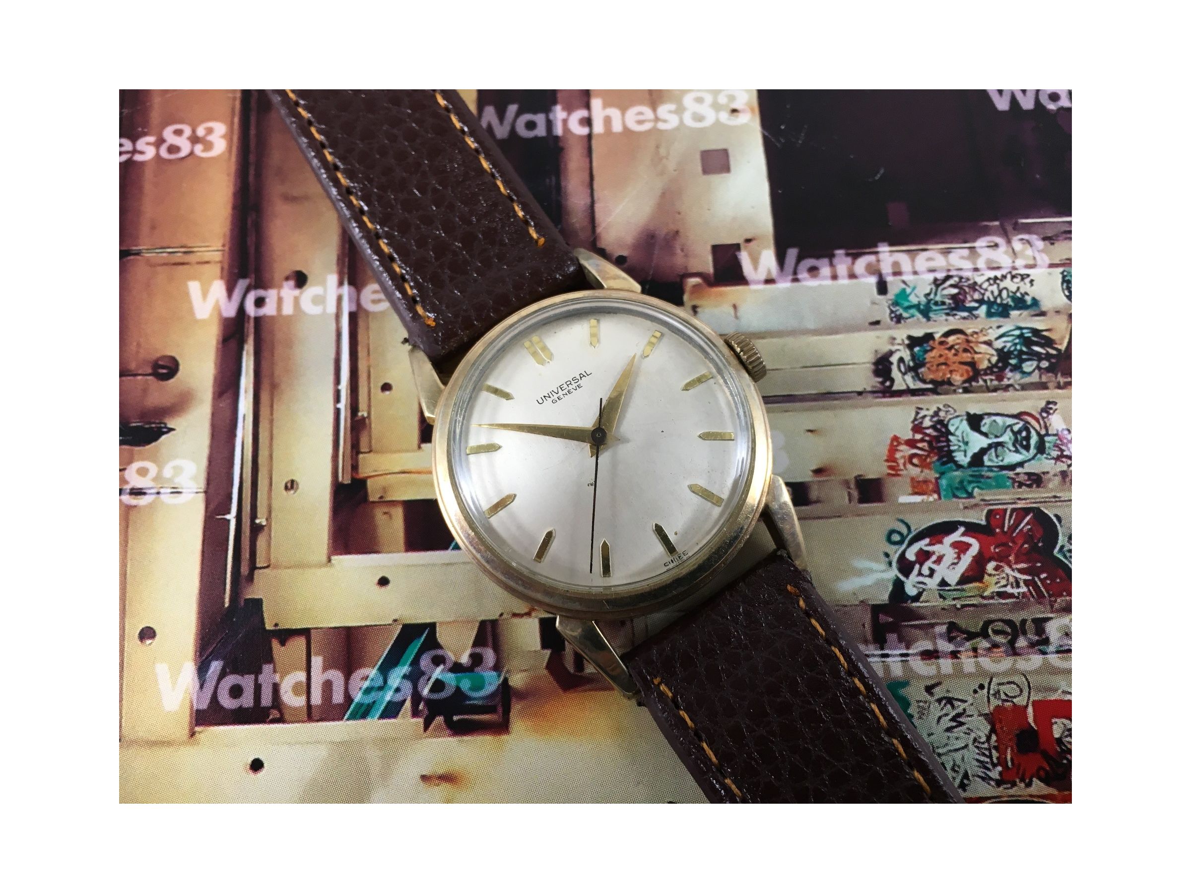 suizo antiguo de cuerda Universal Geneve 10k Bañado en Oro 1951 - Watches83