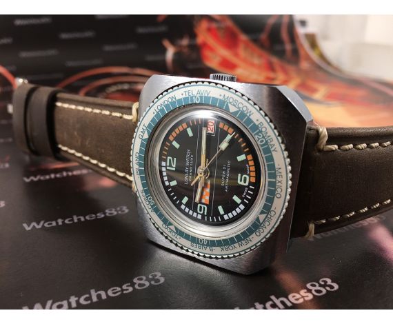 Reloj vintage de cuerda LONLAY WATCH Grand Luxe Super 21 OVERSIZE Diver