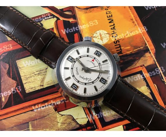 Vintage swiss watch Trafalgar Wrist Alarm Hand winding 17 jewels Large 41mm