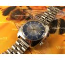 Vintage swiss watch Valgine Wrist Alarm manual winding 17 rubis Dial Blue
