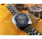 Valgine antiguo reloj alarma suizo de cuerda 17 rubis dial azul Despertador