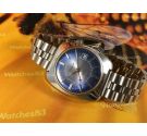 Valgine antiguo reloj alarma suizo de cuerda 17 rubis dial azul Despertador