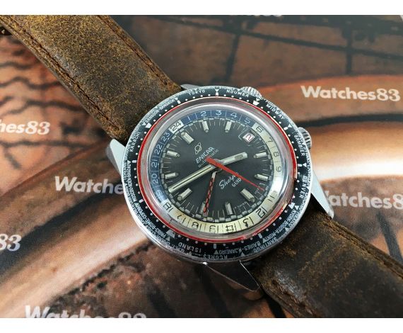 ENICAR Sherpa 600 Guide Compressor Diver GMT vintage swiss automatic watch *** Spectacular ***