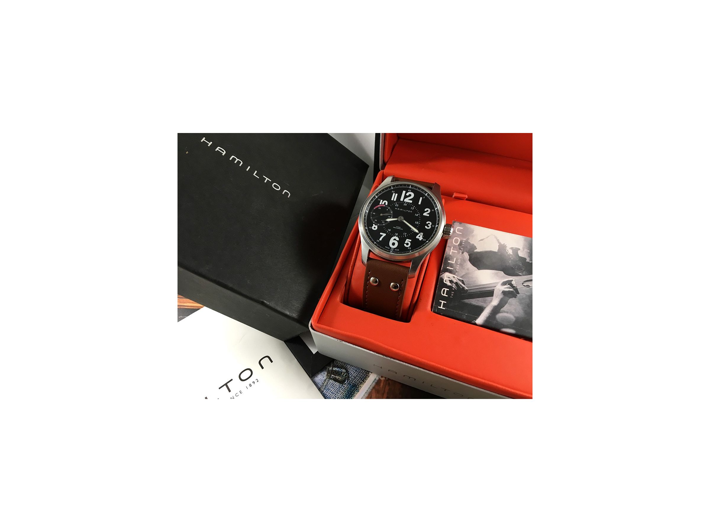 Hamilton Khaki Mechanical manual winding watch Black dial Oversize 44mm