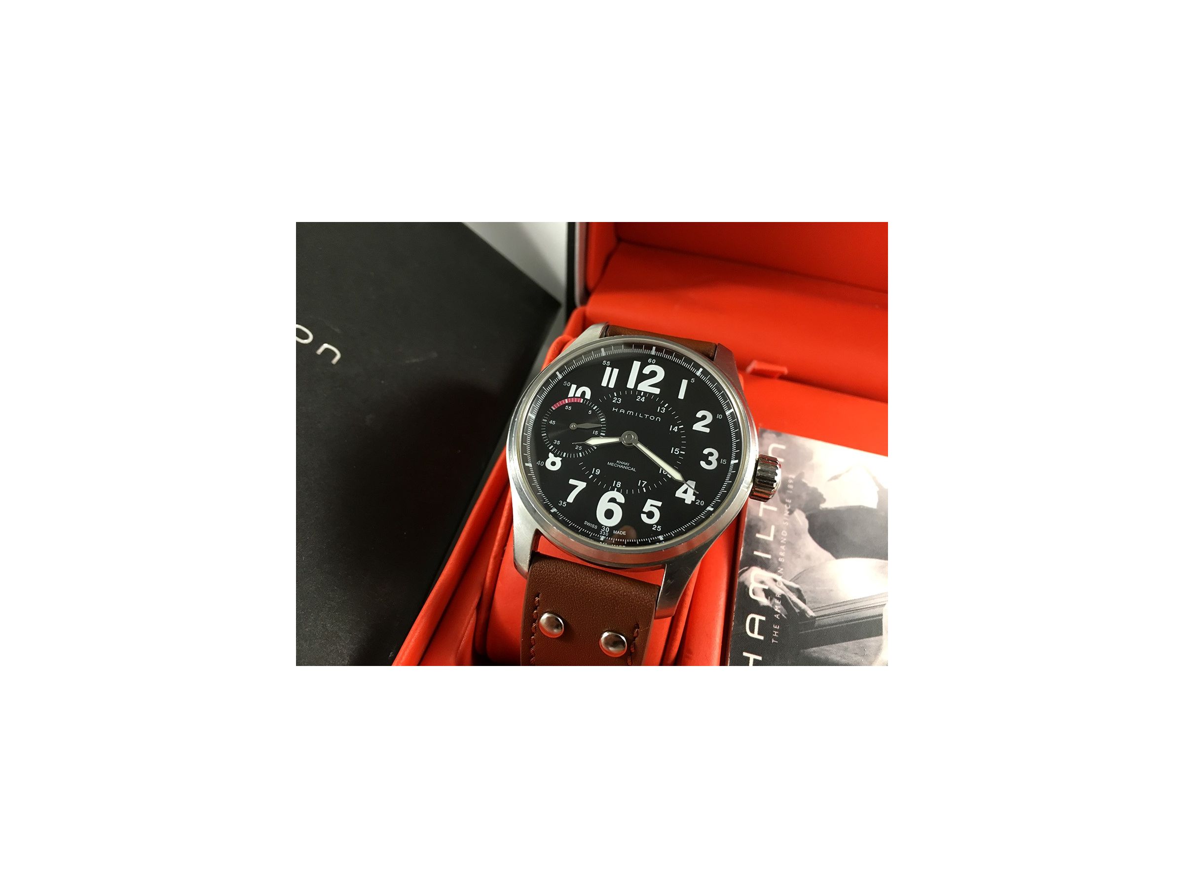 Hamilton Khaki Mechanical manual winding watch Black dial Oversize