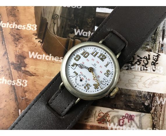 Omega 1916 Reloj suizo antiguo militar de trinchera dial de porcelana COLECCIONISTAS Oversize