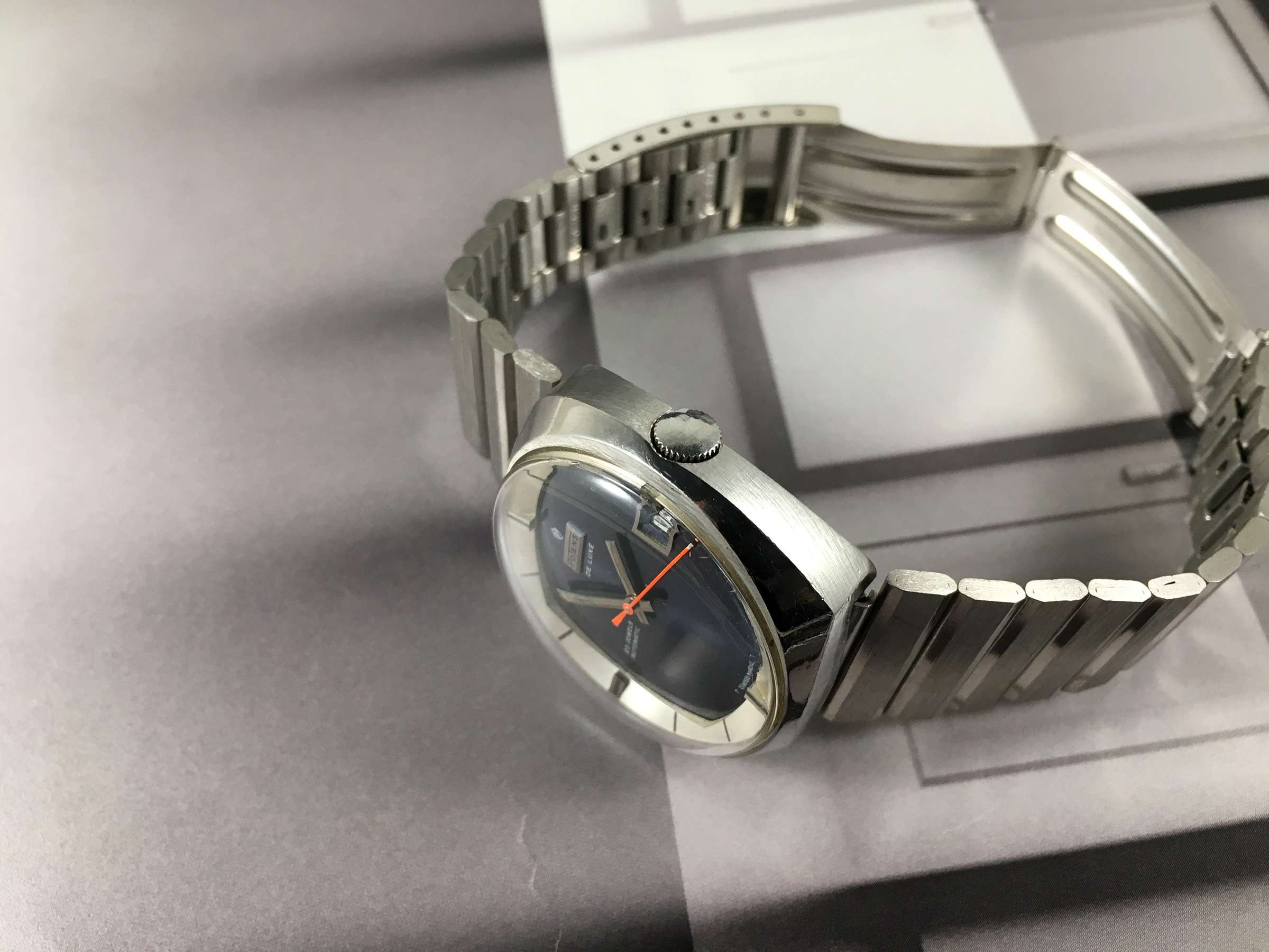Potens de Luxe Vintage swiss automatic watch 25 jewels Blue dial ...