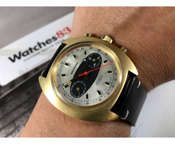 WALTHAM Racing Vintage swiss chronograph hand wind watch Cal Valjoux 7733 BREITLING Style Dial *** SPECTACULAR ***