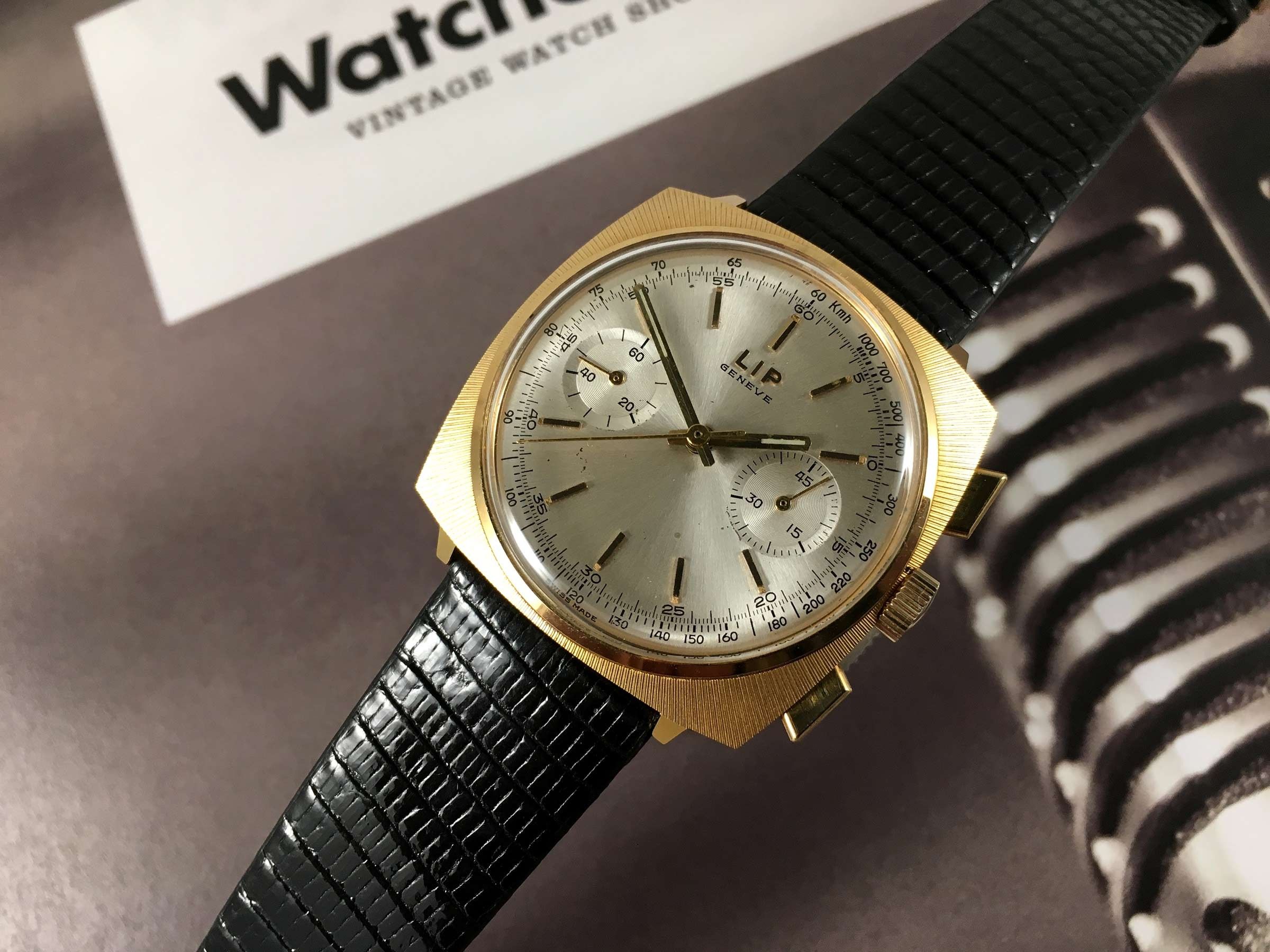 NOS LIP Vintage swiss made hand winding chronograph watch Venus 188 ...