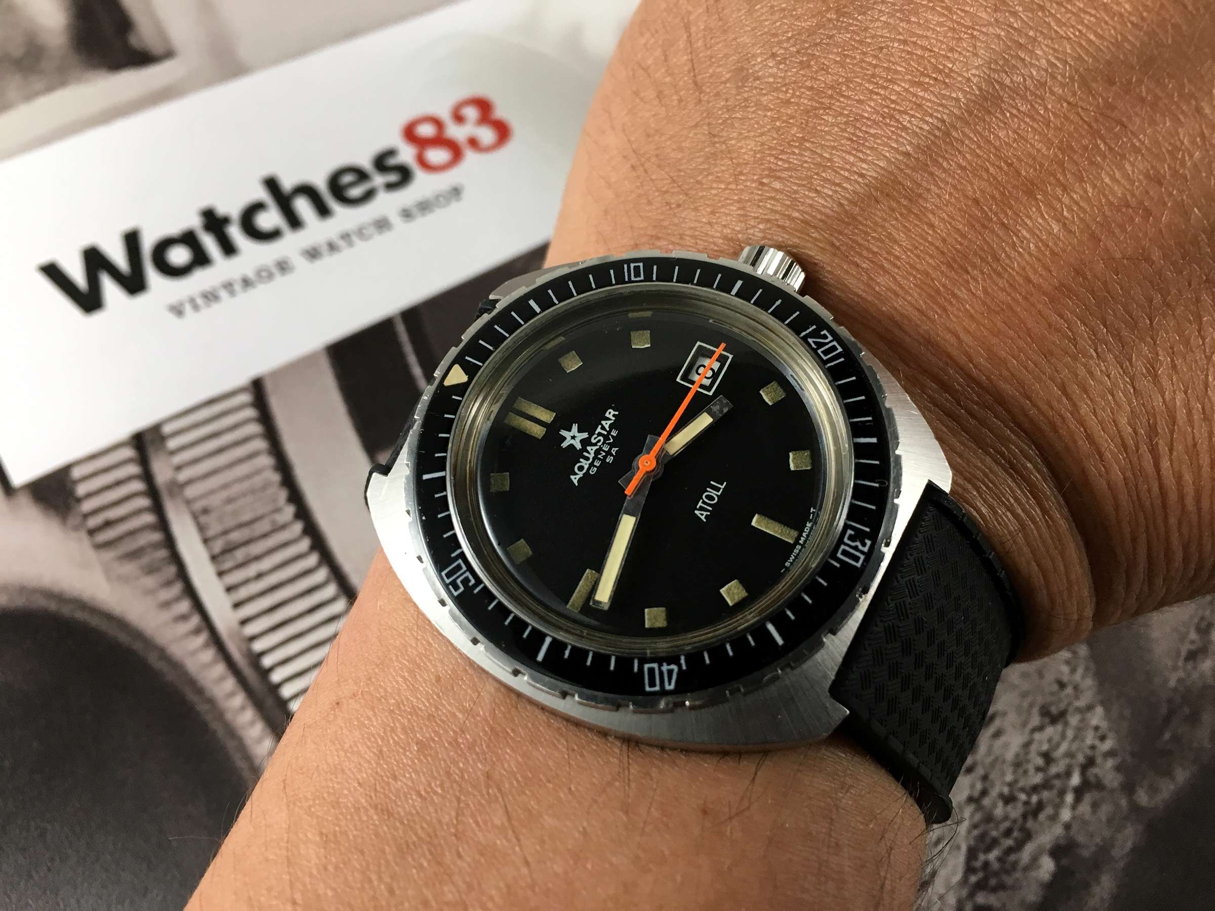 Aquastar SA Genève ATOLL Nemrod Vintage swiss Diver automatic watch Cal ...