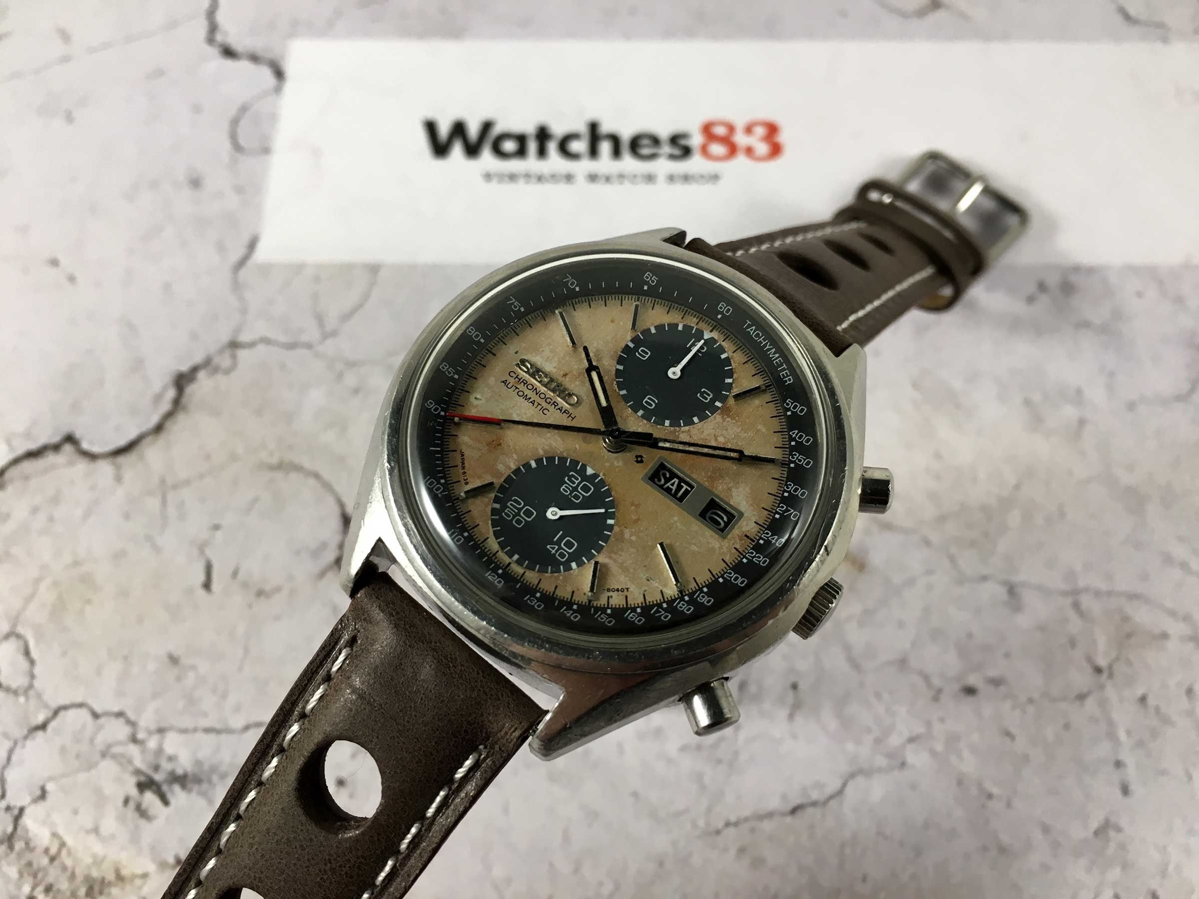 SEIKO PANDA Vintage automatic chronograph watch Ref. 6138-8020 Cal. 6138-B  SPECTACULAR PATINA *** TROPIC DIAL *** Seiko Vintage watches - Watches83