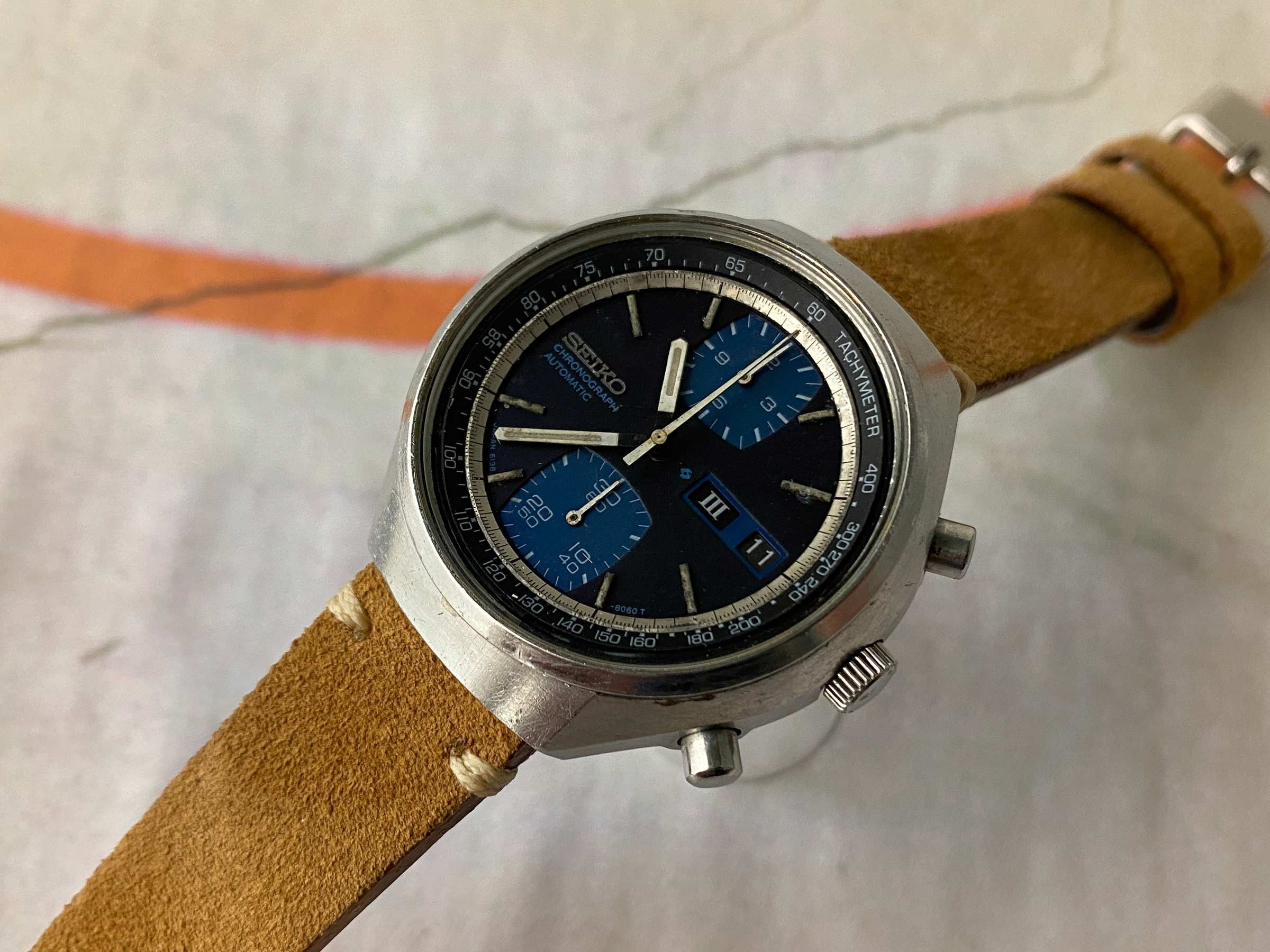 SEIKO Vintage automatic chronograph watch Ref. 6138-8030 Cal. 6138-B JAPAN  *** BLUE DIAL *** Seiko Vintage watches - Watches83