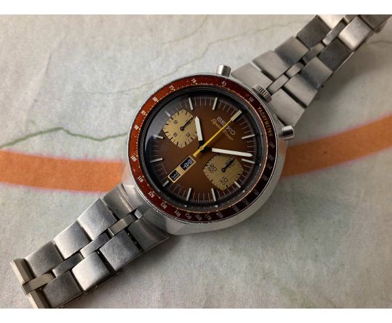 SEIKO SPEEDTIMER BULLHEAD 1976 Vintage automatic chronograph watch Cal 6138  B JAPAN J 6138-0040 *** BROWN *** Seiko Vintage watches - Watches83