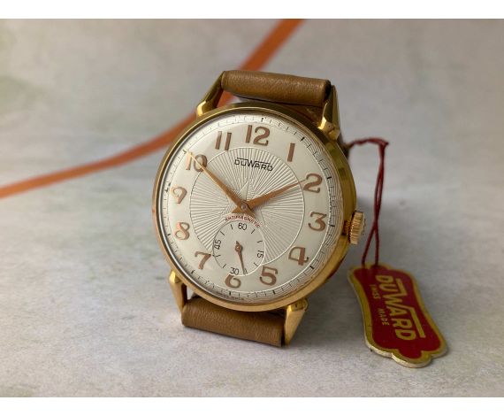 DUWARD NEW OLD STOCK Vintage swiss hand wind watch Cal. Unitas 6235 Plaqué OR *** N.O.S. ***