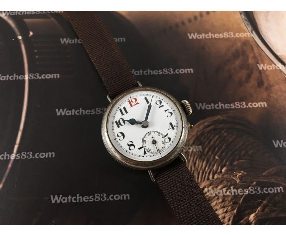 WW1 Reloj suizo antiguo oficial de trinchera de cuerda 1916 *** OVERSIZE ***