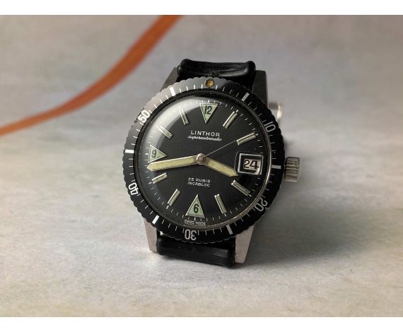 LINTHOR SUPERAUTOMATIC DIVER Vintage swiss automatic watch 200 METERS Cal. ETA 2472 *** SPECTACULAR ***