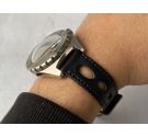 ELLIPTICAL HOLES Perforated Leather Watch Strap - VINTAGE DIVER - 19mm *** BLACK ***