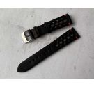 RACING Vintage Perforated Leather Watch Strap *** BLACK/RED ***