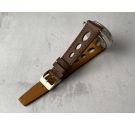 ELLIPTICAL HOLES Perforated Leather Watch Strap - VINTAGE DIVER - 19mm *** BRANDY ***