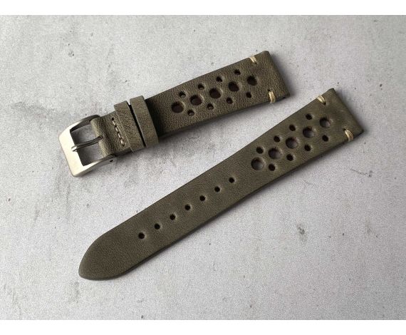 RACING Vintage Perforated Leather Watch Strap *** GREY/BEIGE ***