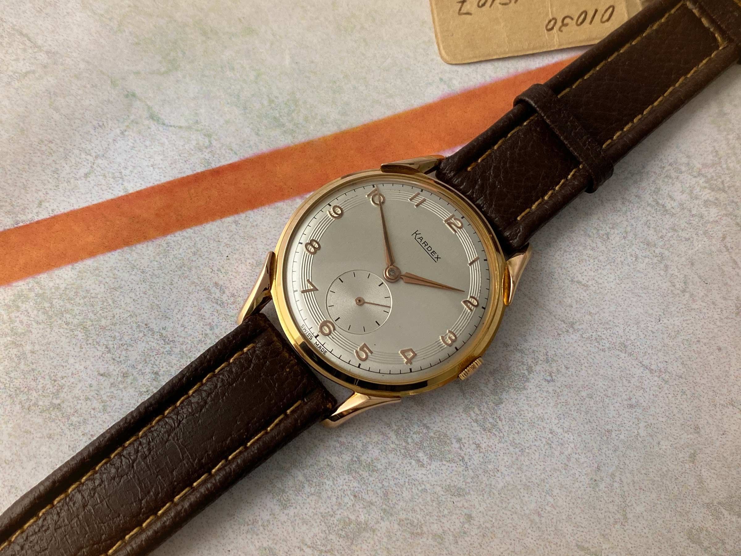 NOS KARDEX Vintage swiss hand winding watch OVERSIZE 39 mm Plaqué OR ...