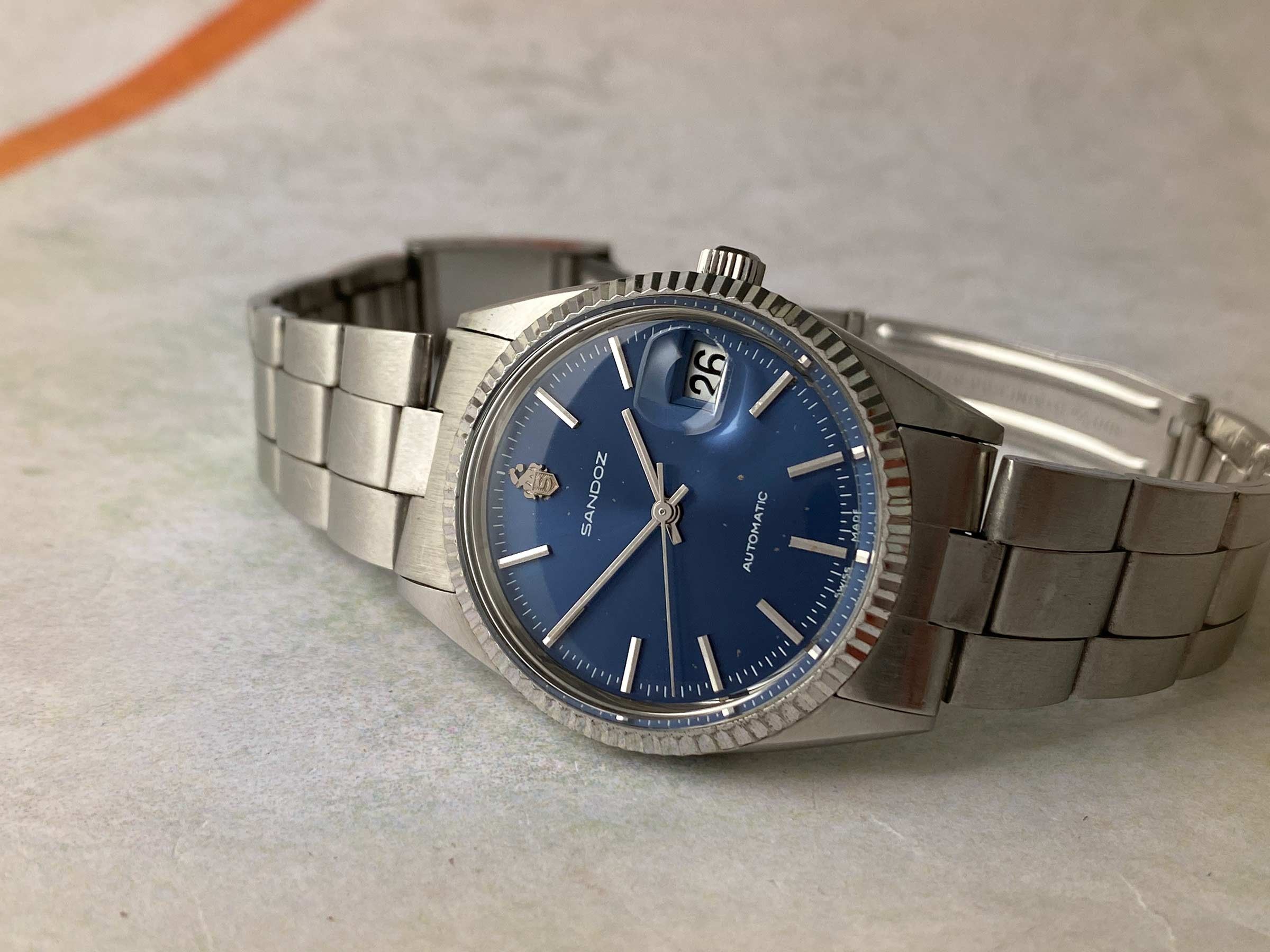 Zeehaven Fraude strak SANDOZ Vintage Swiss automatic watch 25 Jewels Cal. ETA 2788 *** ROLEX  DATEJUST STYLE *** Sandoz Vintage watches - Watches83