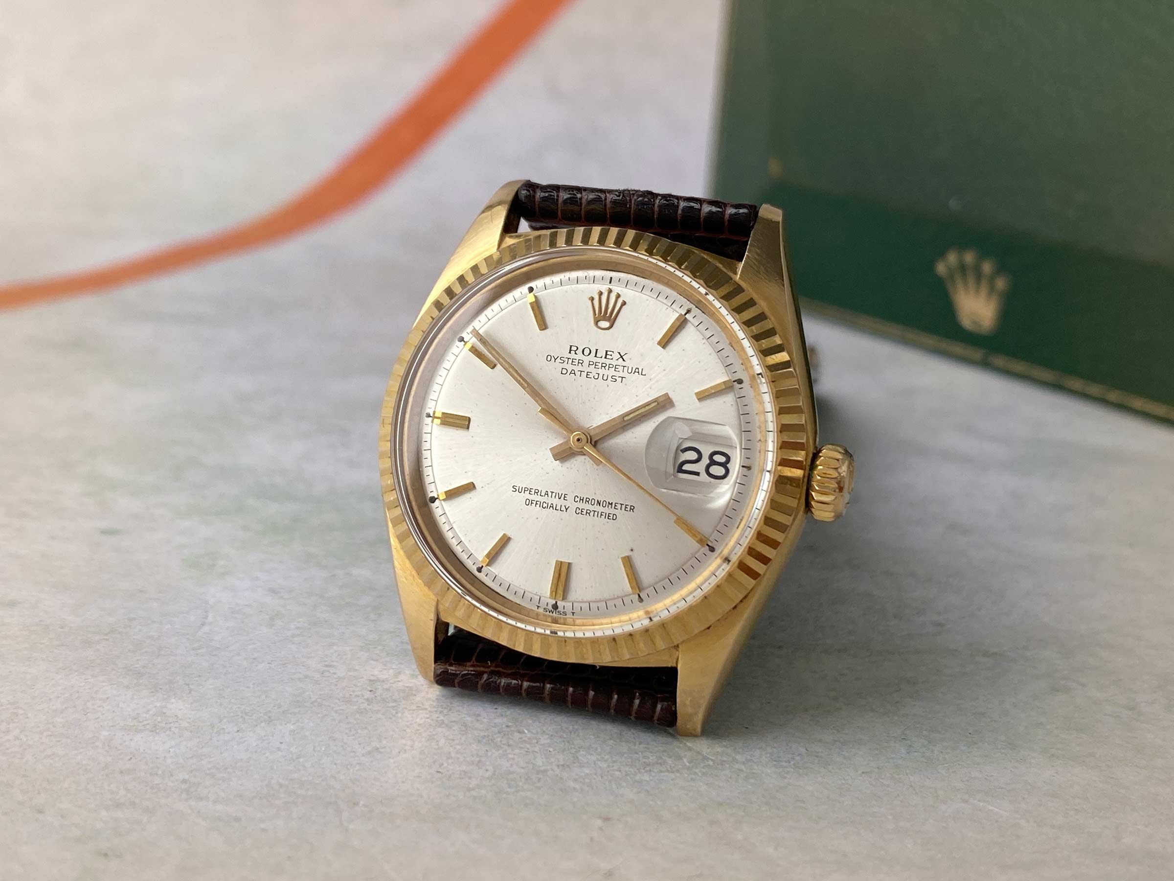 Gold Rolex Oyster Perpetual Datejust Chronometer Ref. 1600 vintage