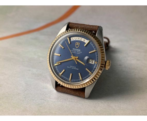 TUDOR OYSTER PRINCE DATE DAY "JUMBO" 1969-70 Vintage Swiss automatic watch 38 mm Ref. 7019/3 Cal. AS 1895 *** BLUE ***