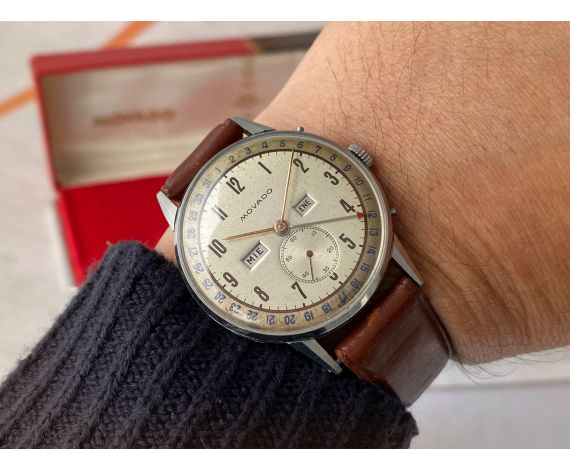 MOVADO TRIPLE CALENDAR Ref. 14806 Vintage Swiss hand winding watch Cal. 470 IMPRESSIVE PATINA *** JUMBO ***
