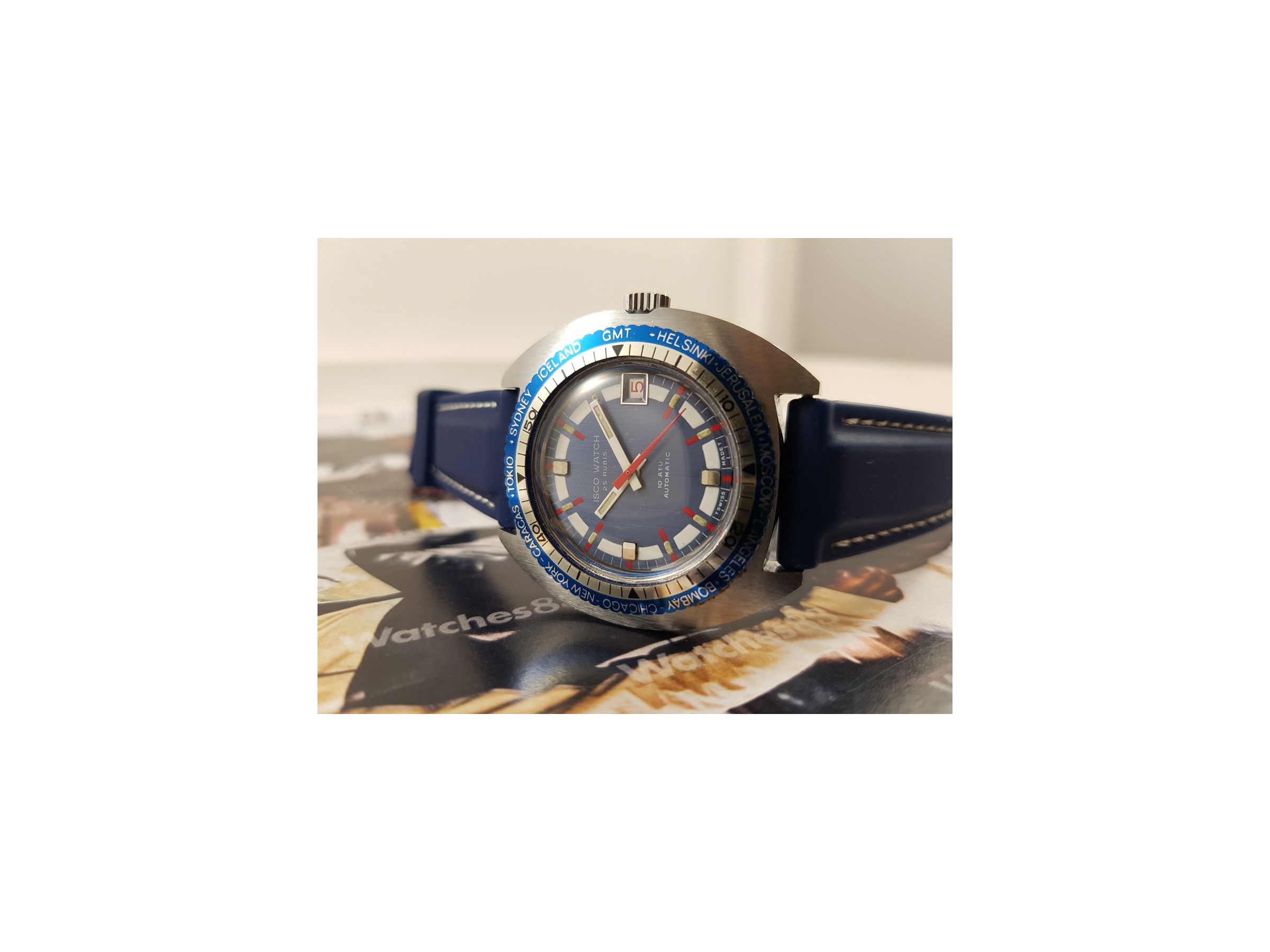 Swiss automatic watch Isco Watch 25 jewels 10 ATU Diver Isco Watch ...