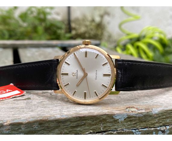 N.O.S. OMEGA GENÈVE Reloj suizo vintage de cuerda Cal. 601 SOLID GOLD 18K *** NUEVO DE ANTIGUO STOCK ***