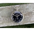 MINERVA WW2 Antique German Army Pocket Chronograph Watch KRIEGSMARINE Cal. 19CH *** GLOSSY BLACK DIAL ***