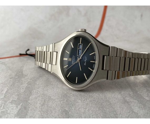 N.O.S. ZENITH PORT ROYAL Vintage Swiss automatic watch Cal. ZENITH 34.6 Ref. 01-0091-346 BLUE DIAL *** NEW OLD STOCK ***