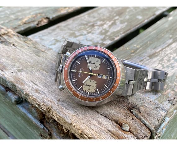 SEIKO BULLHEAD 1975 Vintage automatic chronograph watch Cal. 6138B Ref. 6138-0040 JAPAN J *** BROWN DIAL ***