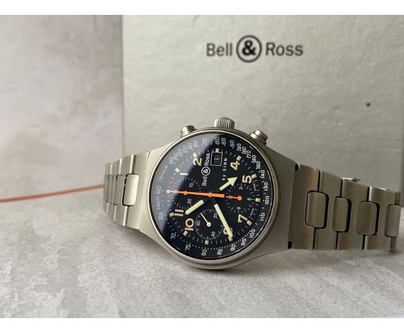 BELL & ROSS by SINN Reloj cronógrafo suizo automático Cal. Valjoux 7750 Ref. 144 GMT TITANIUM. OVERSIZE *** CORONA ROSCADA ***