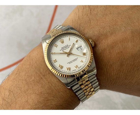 ROLEX OYSTER PERPETUAL DATEJUST Vintage Swiss automatic watch Ref. 16013 ALL ORIGINAL Cal. 3035 *** STEEL AND GOLD ***