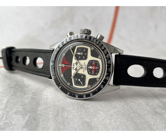 YEMA RALLYGRAF SUPER Antique winding chronograph watch 10 ATMOSPHERES Cal. Valjoux 7736 *** COLLECTORS ***