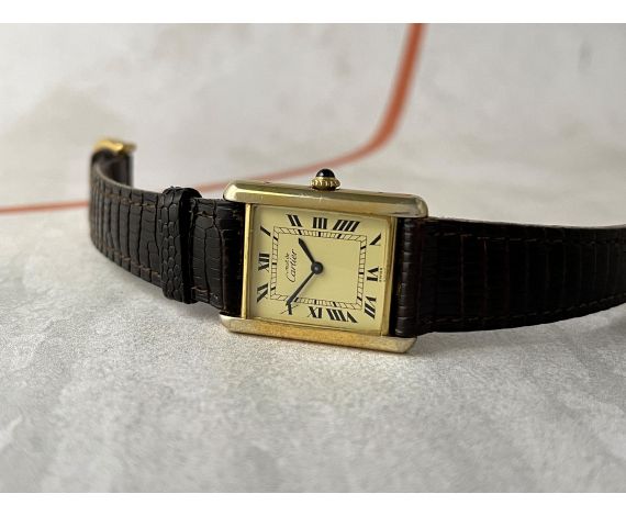 MUST DE CARTIER TANK VERMEIL Vintage watch with manual winding Cal. 78-1 SILVER 925 Gold G20 BEAUTIFUL. *** ALL ORIGINAL ***