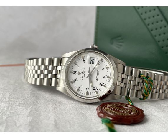 ROLEX OYSTER PERPETUAL DATE 1988 Ref. 15000 Vintage Swiss automatic watch Cal. 3035 DOCUMENTATION *** BOX AND PAPERS ***