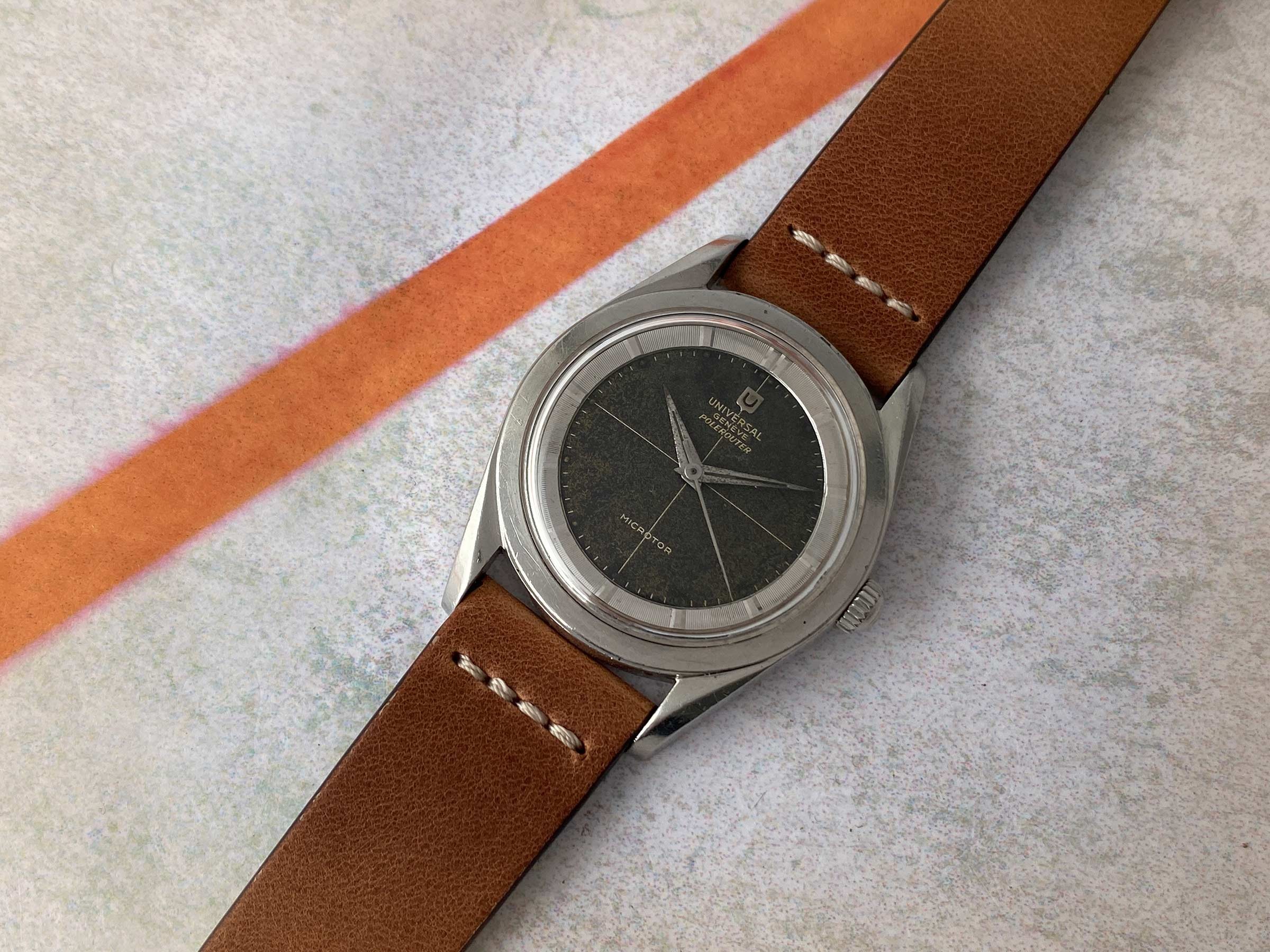 UNIVERSAL GENEVE POLEROUTER 1957 Ref. 20360-1 Vintage swiss automatic watch 28 JEWELS Cal. 215 MICROTOR *** TROPICALIZED ***