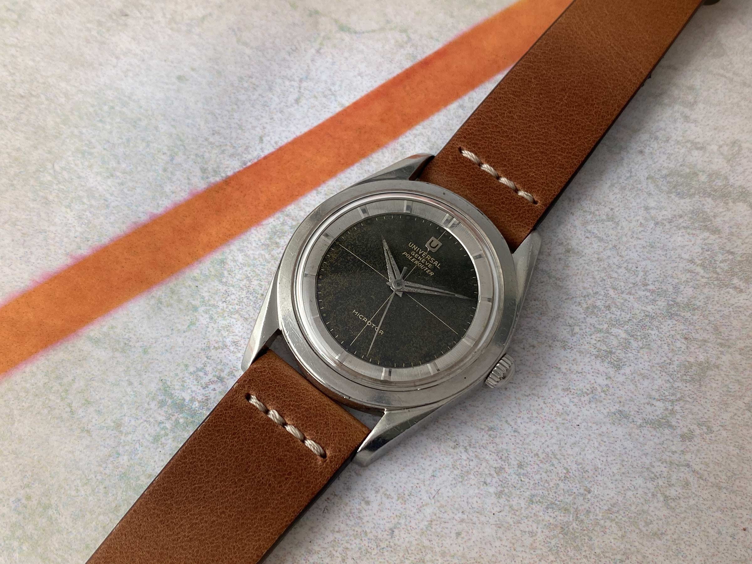 UNIVERSAL GENEVE POLEROUTER 1957 Ref. 20360-1 Vintage swiss automatic watch 28 JEWELS Cal. 215 MICROTOR *** TROPICALIZED ***