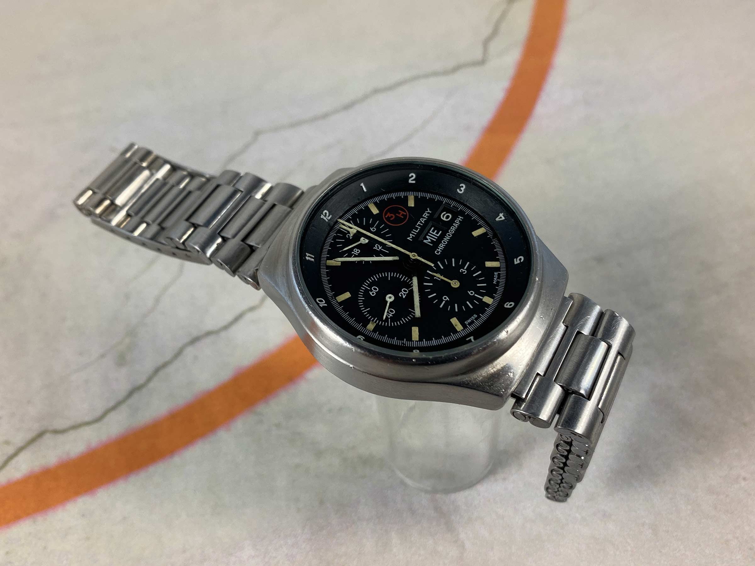 ORFINA PORSCHE DESIGN Reloj cronógrafo suizo antiguo automático Cal. Lemania 5100 Ref. 7177 OVERSIZE *** MILITARY ***