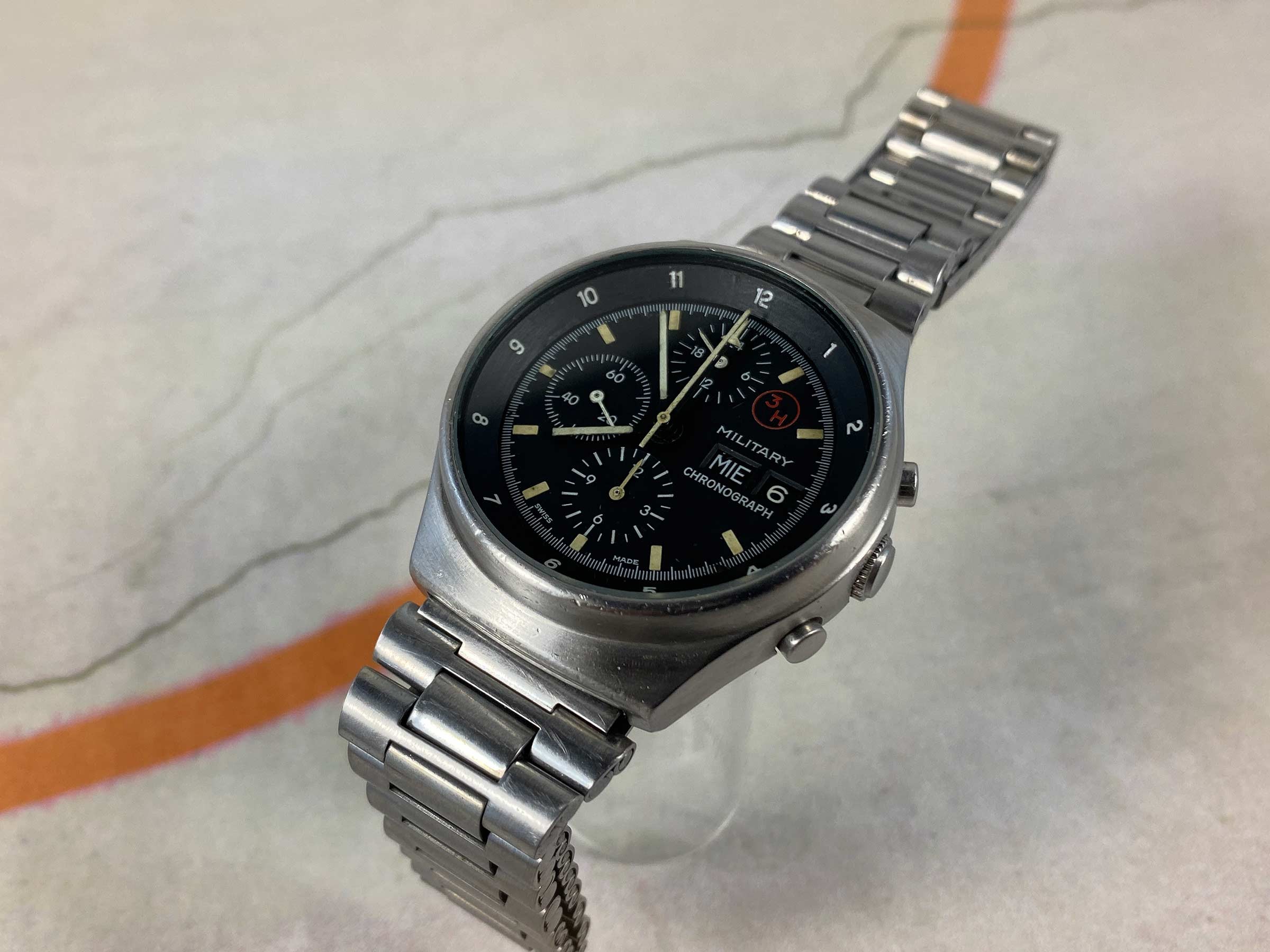 ORFINA PORSCHE DESIGN Reloj cronógrafo suizo antiguo automático Cal. Lemania 5100 Ref. 7177 OVERSIZE *** MILITARY ***