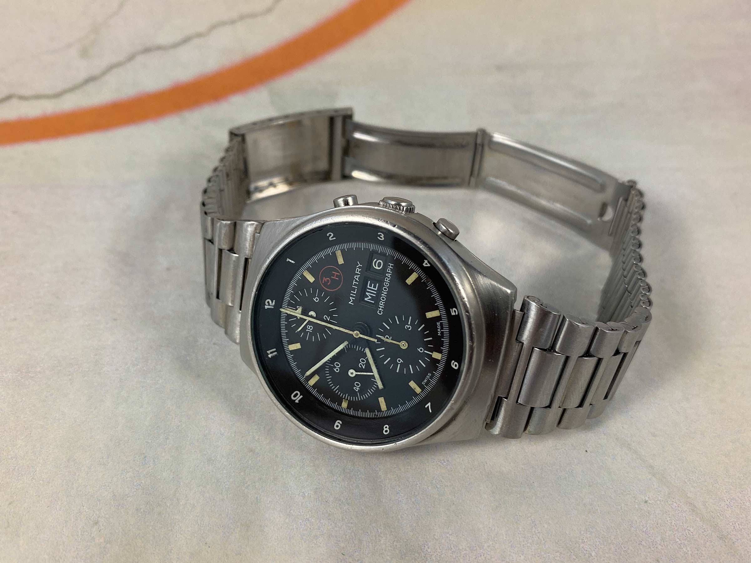 ORFINA PORSCHE DESIGN Reloj cronógrafo suizo antiguo automático Cal. Lemania 5100 Ref. 7177 OVERSIZE *** MILITARY ***