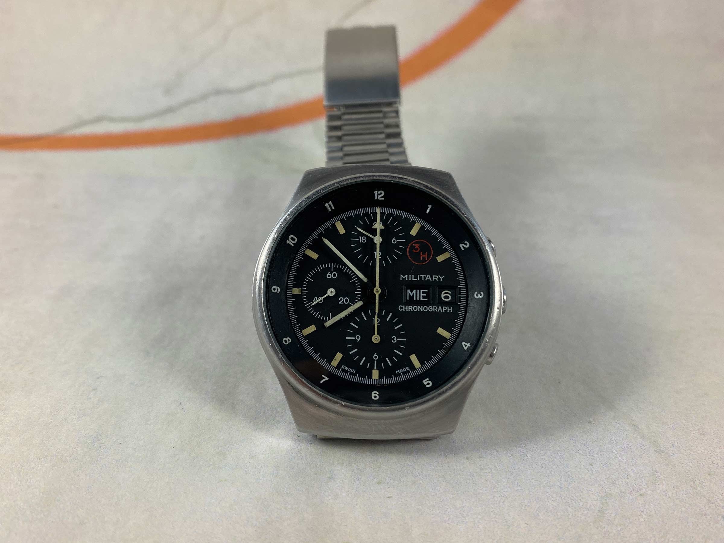 ORFINA PORSCHE DESIGN Reloj cronógrafo suizo antiguo automático Cal. Lemania 5100 Ref. 7177 OVERSIZE *** MILITARY ***