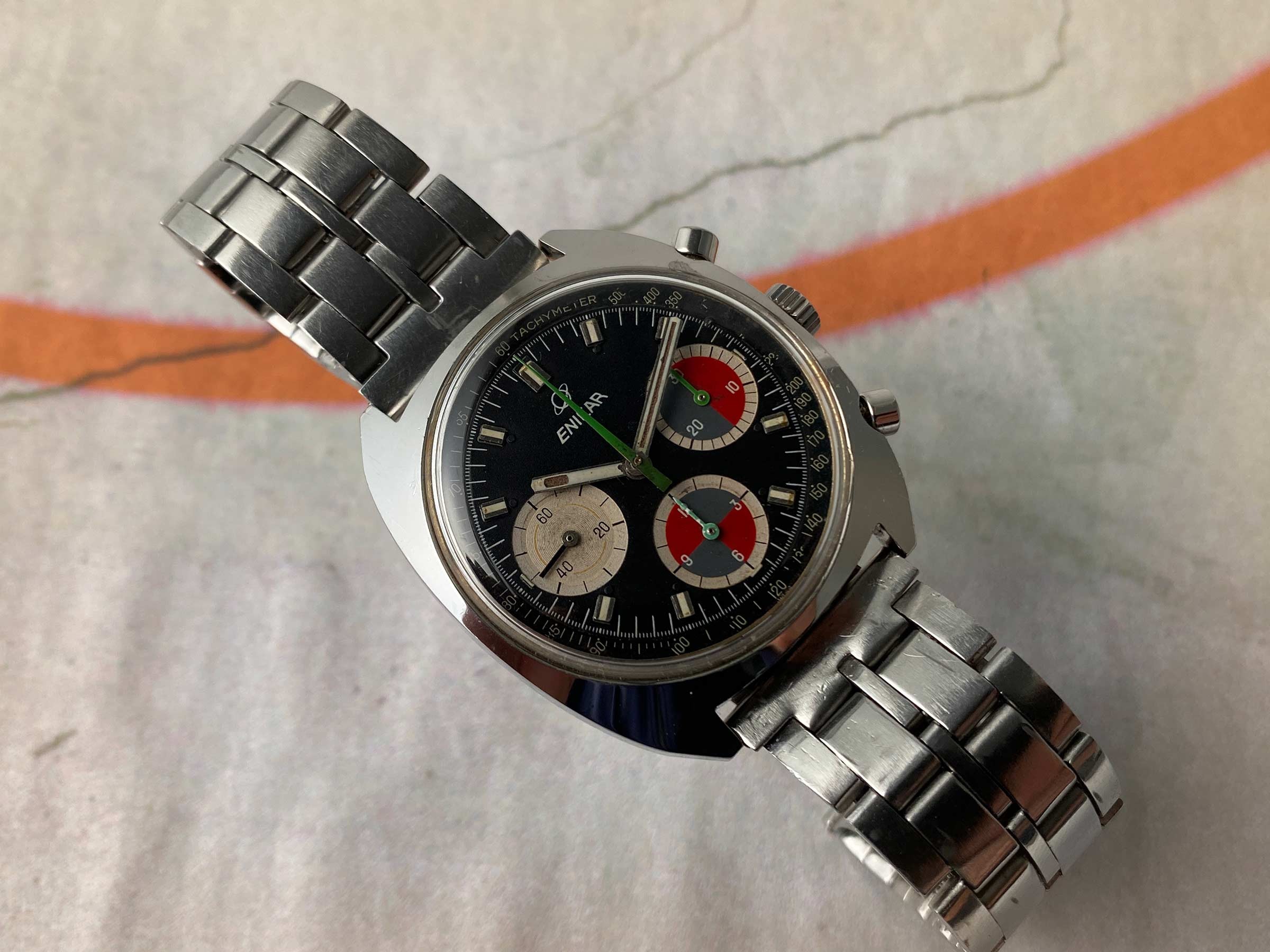 ENICAR OCEAN PEARL Reloj cronógrafo suizo vintage de cuerda manual Cal. Valjoux 726 Ref 2342 *** COLECCIONISTAS ***
