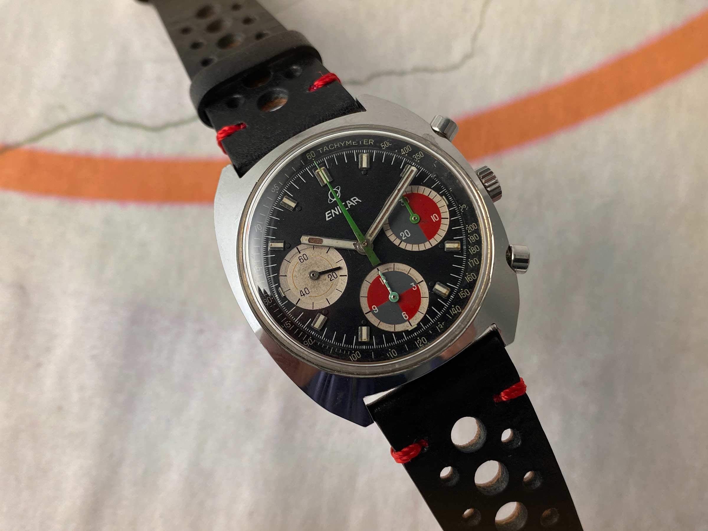 ENICAR OCEAN PEARL Reloj cronógrafo suizo vintage de cuerda manual Cal. Valjoux 726 Ref 2342 *** COLECCIONISTAS ***