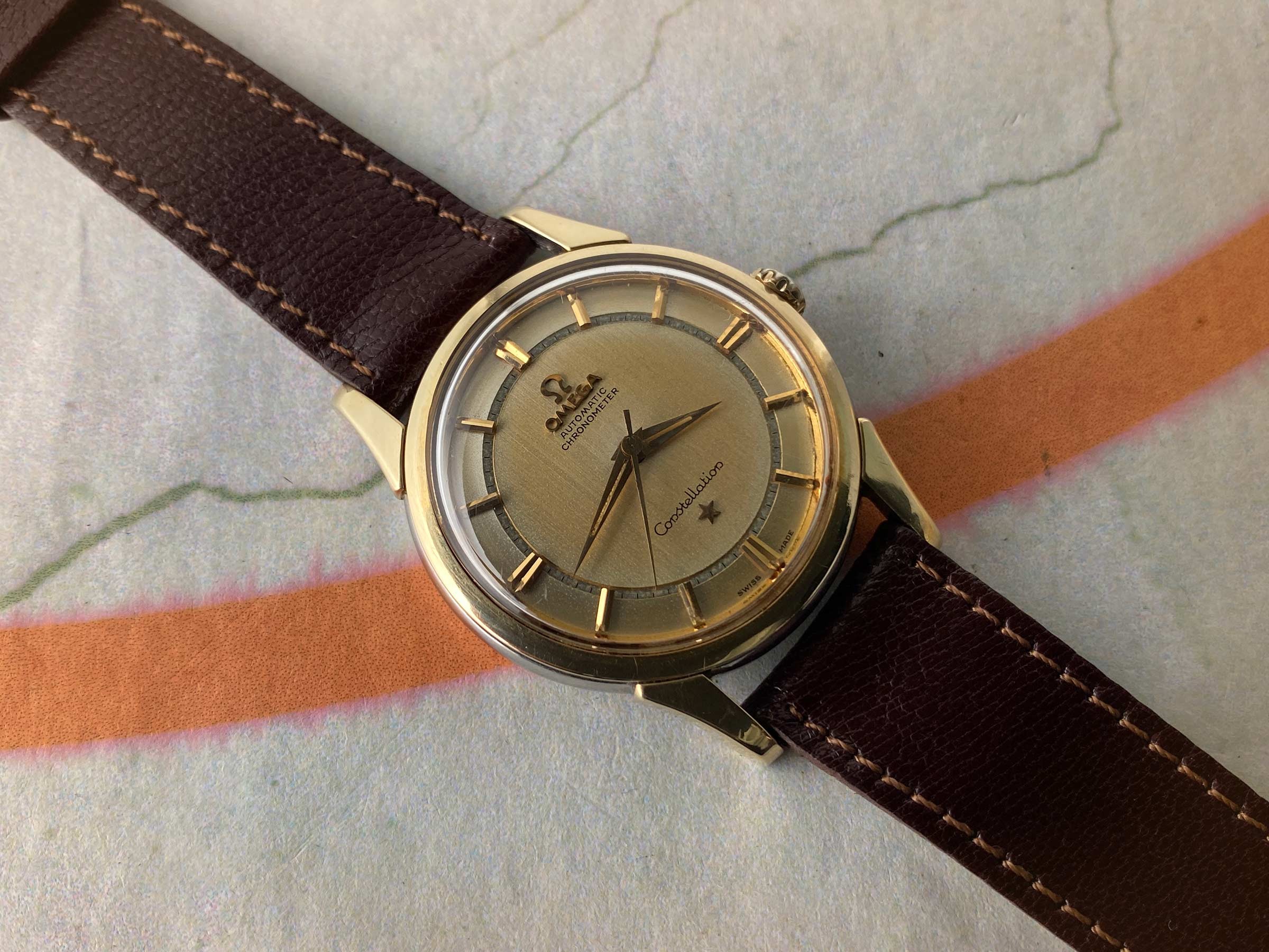 OMEGA CONSTELLATION 1959 Reloj vintage suizo automático CHRONOMETER Ref. 14381-2 Cal. 551 *** GLORIOSA PÁTINA ***