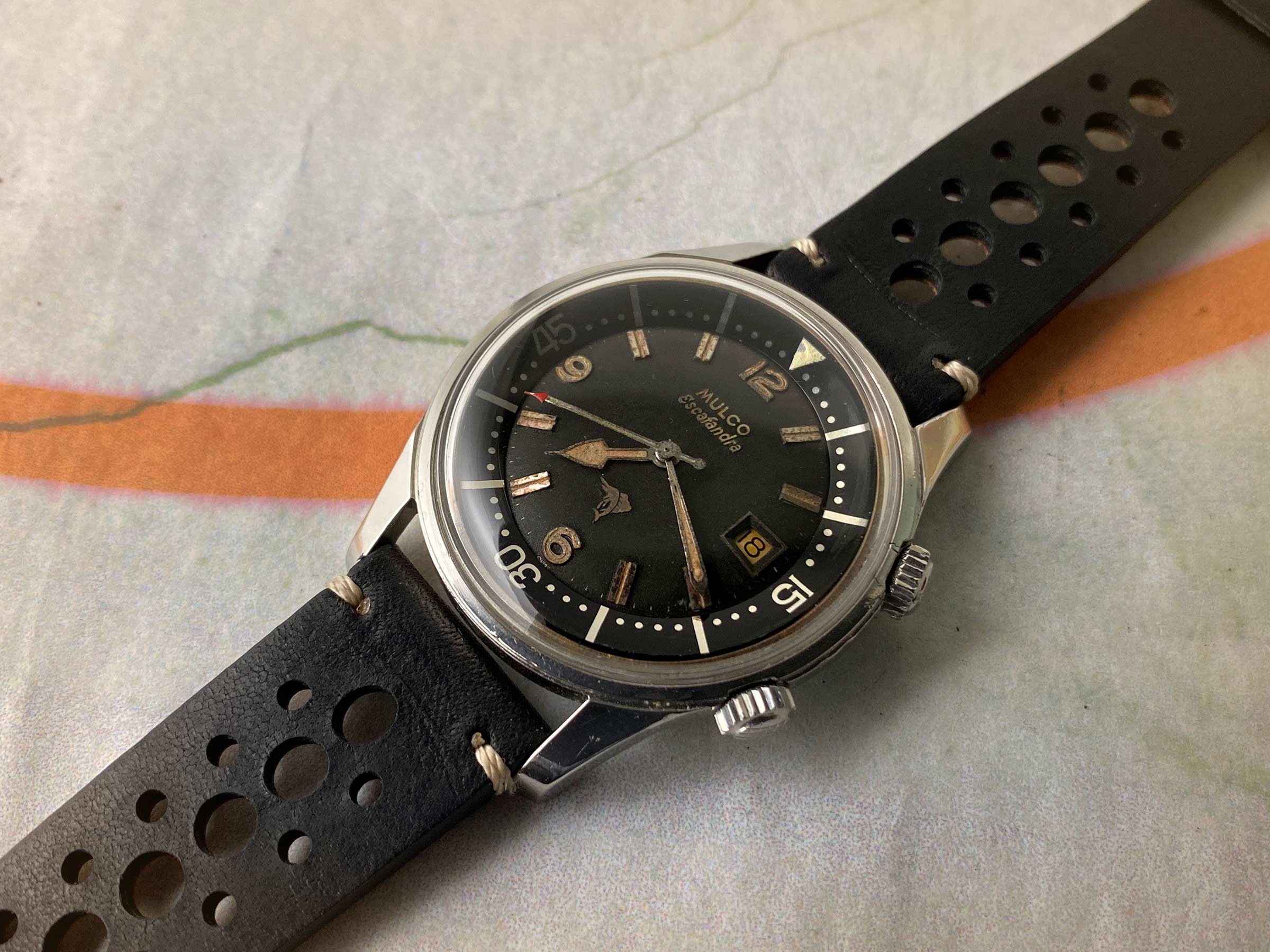 MULCO ESCAFANDRA SUPER COMPRESSOR DIVER vintage swiss automatic watch Ref. 250-202 Cal. AS 1700/01 *** COLLECTORS ***