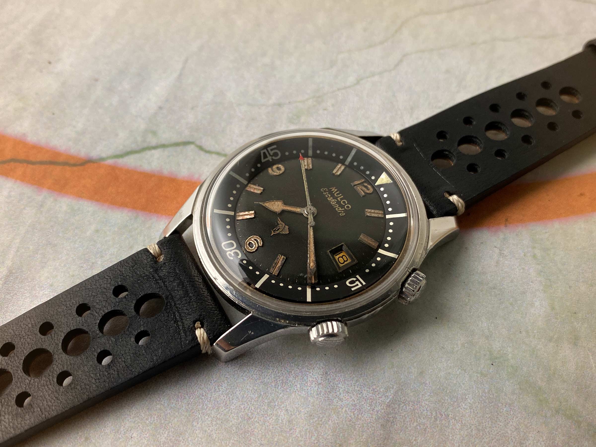 MULCO ESCAFANDRA SUPER COMPRESSOR DIVER vintage swiss automatic watch Ref. 250-202 Cal. AS 1700/01 *** COLLECTORS ***